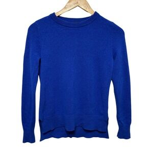Halogen Cashmere Sweater Womens Small Cobalt Blue Crew Neck Pullover Luxury